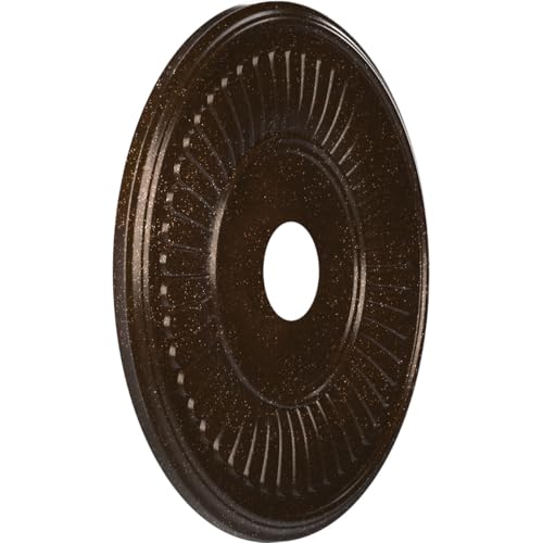 Image of Ekena Millwork CMP19BEAMB Berkshire Thermoformed PVC Ceiling Medallion (Fits Canopies up to 8 3 /8 inch), 19 inchOD x 3 1 /2 inchID x 1 inchP, Textured Metallic Mystic Brown