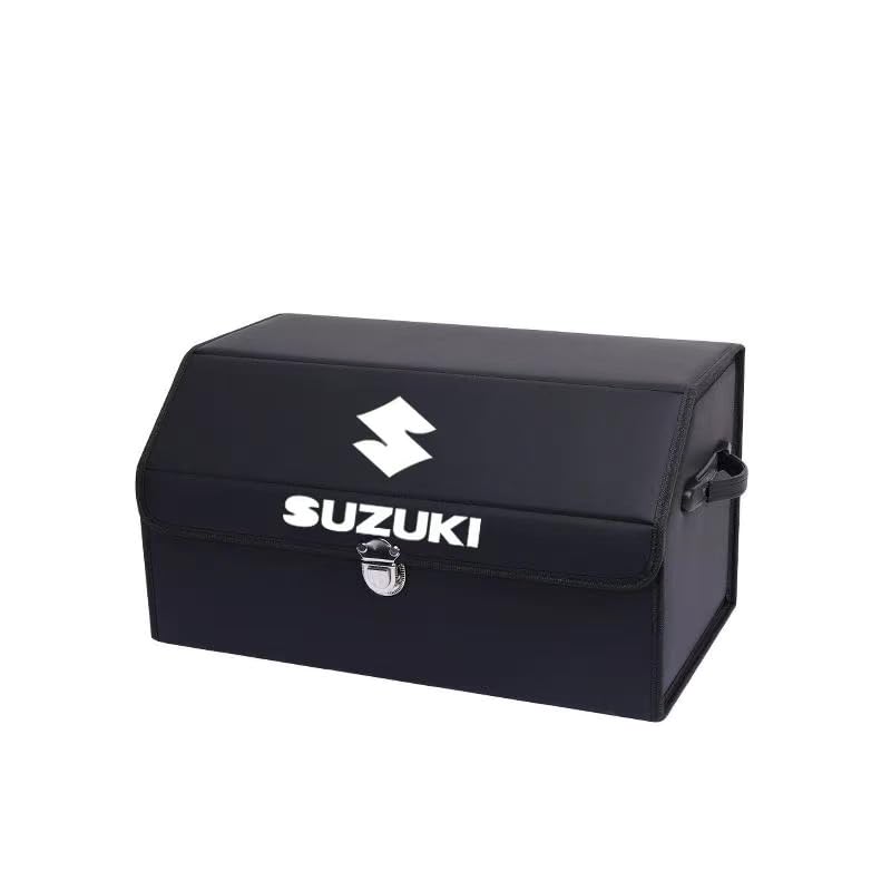 Car Trunk Storage Box, Foldable Storage Container Easy-Clean Large Capacity Exclusive Logo, for Suzuki Cappuccino、Celerio、Ciaz.,Black