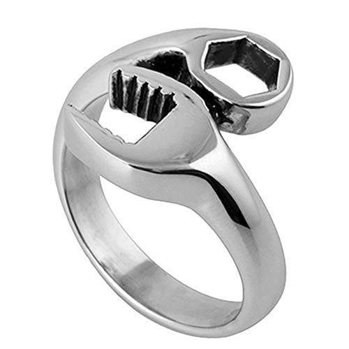 JewelryVolt Stainless Steel Ring Wrench Mechanic Wrench Tool Polished & Oxidized Casting (Silver A 17)