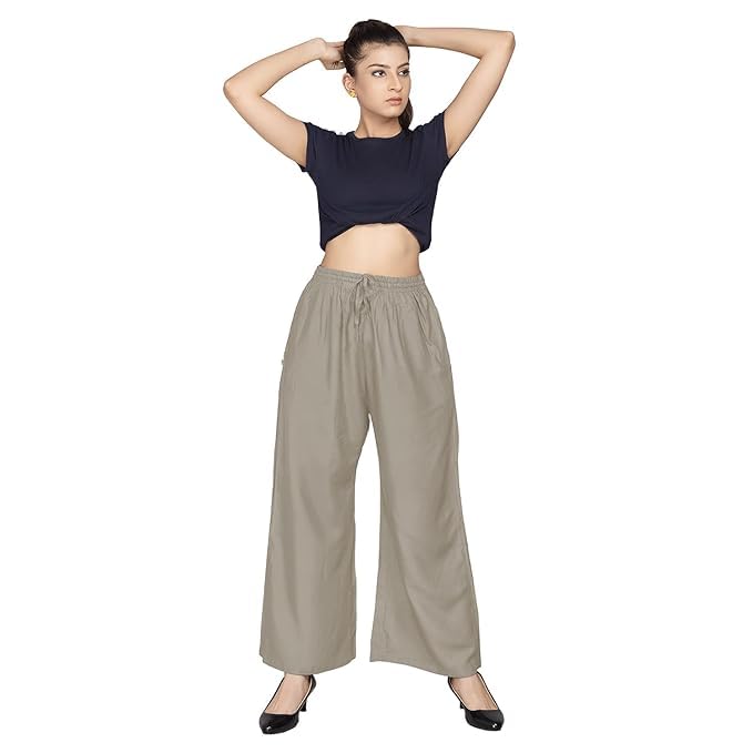 Image of BENKILS Women's Cotton Reyon Regular Fit Palazzo Pants - Available Size - M to 6XL