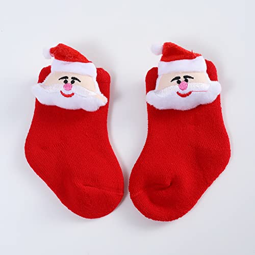 Baby Christmas Crew Sock6 Mouths Newborn Boys Girls Soft Bottom Solid Color Cotton Christmas Tree Printed Socks2