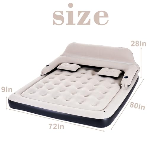 Image of King Size Air Mattress Inflatable Bed with Headboard and Pillows,Blow Up Sofabed