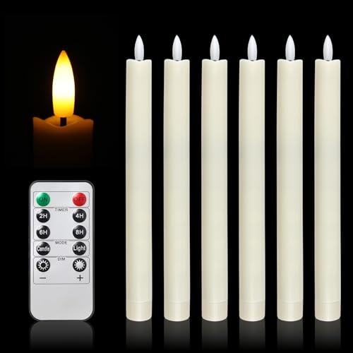 LED Flameless Taper Candles Flickering with Timer Ivory Battery Operated Fake Candles with Remote LED Electric Dinner Candles 3D Wick Candlesticks for Christmas Halloween Home Wedding Decor