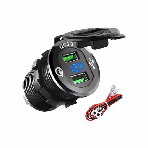 PD QC3.0 Modified Car Charger, Equipped with Voltage Display and Switch Charger for Marine Truck Motorcycle Car etc