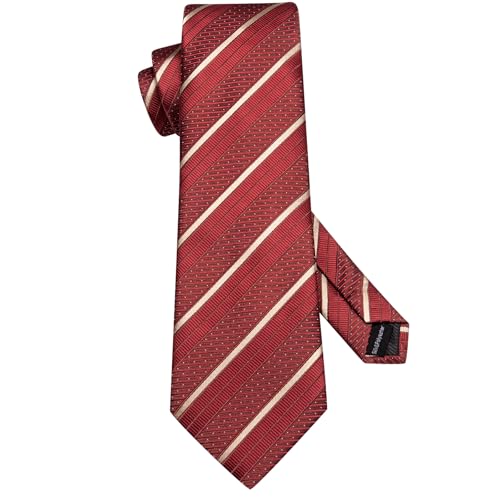 Image of Dubulle Silk Ties Set for Men Formal Paisley Striped Necktie Pocket Square Cufflinks 3PCS Sets Wedding Business Party