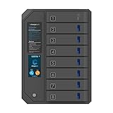 Guardian-8 Phone Charging Locker, 8 Bays, Dual Cables Lightning/Type-C, LCD Touchscreen, 20W Fast Charging, Wall Mount or Freestanding