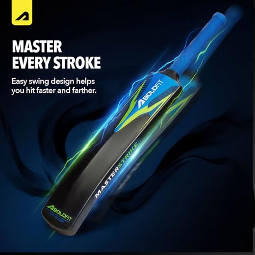 Image of Boldfit MasterStrike Plastic Cricket Bat Full Size Durable Bats for Tennis & Wind Ball Lightweight Adult & Teen Tournament Match Bat, Blue Green- Size 6