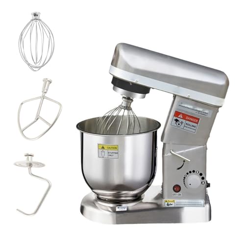 Commercial Stand Mixer,Stainless Steel Mixer,Milk Cream Blender Egg Stirrer Dough Kneader with Hook, Wire Whip & Beater Stainless Steel