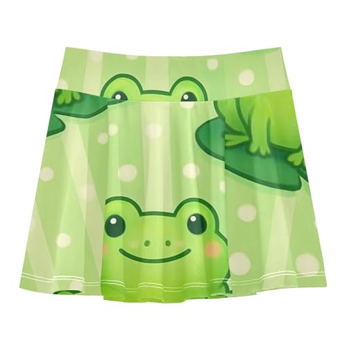 Joisal Skirts with Shorts Cute Cartoon Frogs Green Girls Skorts Athletic Shorts Breathable Pleated Skort 4t