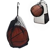 Classicseali Schwarz Ballnetz 1 Ball,Basketball Rucksack,Ballnetz mit Kordelzug,Basketball Fußball Volleyball Zubehör für Kinder Erwachsene Fussball,Handball,Volleyball,Rugby-Bälle