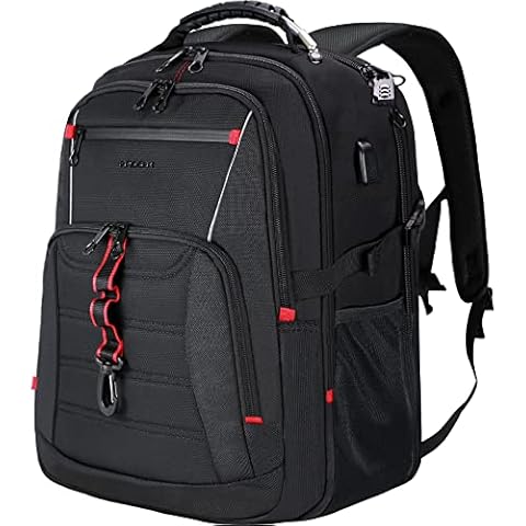KROSER Laptop Rucksack Herren Schulrucksack für 18.4 Zoll Laptop Backpack Multifunktion Spielrucksack Wasserdicht XXX-Großer mit RFID-Taschen & USB-Ladeanschluss für Arbeit/Reisen/Business Schwarz Cover