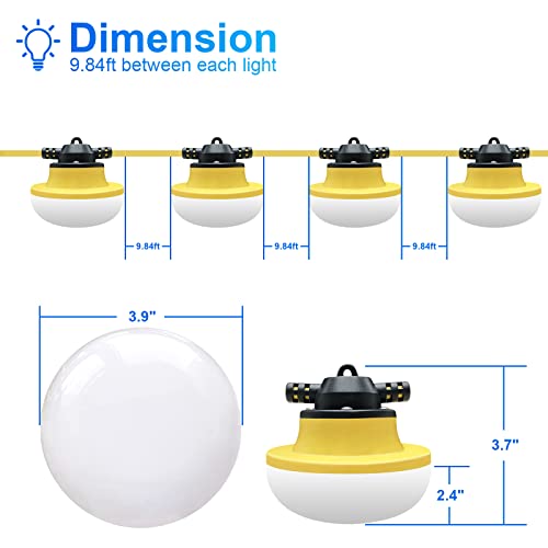 Muasdae New 100Ft Construction String Lights Led Industrial Grade Best For Construction Sites,Renovation, Walkways,Patio,Mine Cave,Outdoor Lighting Solutions Use,Free For Climbing Hook 3Prong #TOP2