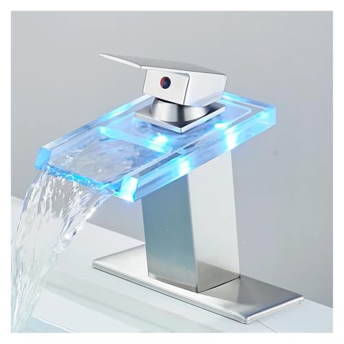 Grifo mezclador ZXLIHS para lavabo con cascada de vidrio y latón