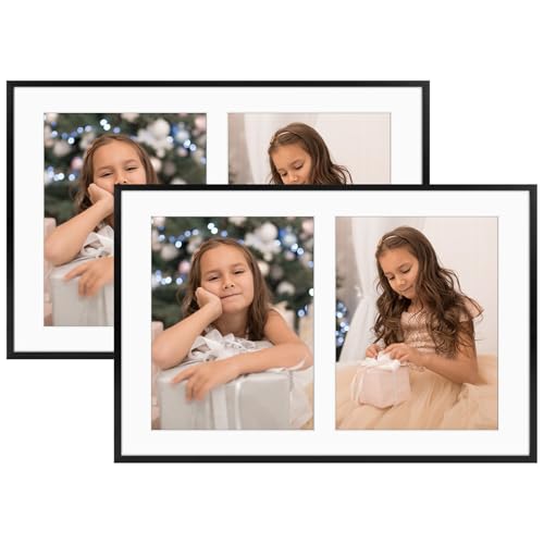 Golden State Art 12x19 Collage Frame w/Mat for 8x10 Photos Black 2 Pack