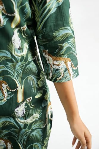 Image of LookMark Women's Viscose Rayon Printed Stitched Kurta with Pant | Green Color Kurta Set | Kurta with Pant Set for Woman | Printed Kurta Set
