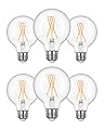 EDISHINE 6 Pack G25 Globe Light Bulbs, Dimmable Vintage LED Edison Bulbs, CRI90+ 5W Equivalent 60W, Clear LED Filament Vanity Light Bulbs, 2700K Warm White, 500LM, E26 Base, UL Listed