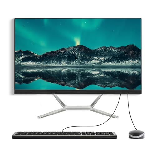 Image of All-in-One Desktop Computer PC, 24 inch FHD Display Monitor I3-8100T Quad-Core Processor 16GB RAM 512GB SSD, Dual-Band Wi-Fi, Bluetooth, 6 USB, VGA for Office Gaming Home Study