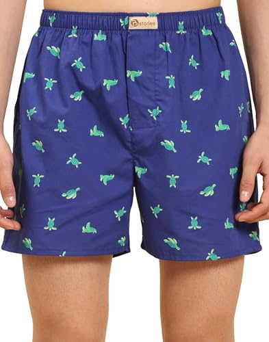 Image of B STORIES Bstories Men's Cotton Printed Boxer Shorts | Soft & Breathable Woven Cotton | Elastic Waist | Regular Fit | Comfortable Lounge & Sleepwear