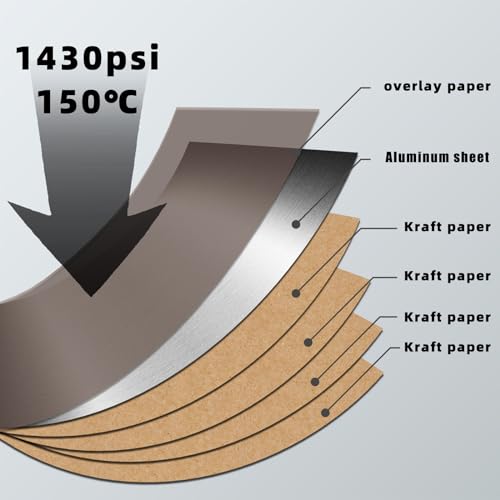 Image of Grey Silver Wood Veneer, Brushed Aluminum Laminate 24 inch x 24 inch Non Glued Flexible Durable PVC Wood Veneer Sheets Panels for DIY Table Cabinet Furniture Decorative