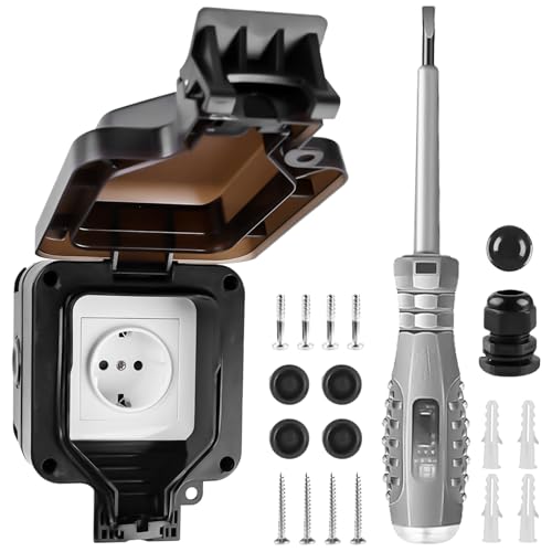 Presa Esterna Impermeabile da Incasso IP66, Resistente alle Intemperie - Presa da Parete per Giardini, Cantieri, Garage, Outdoor