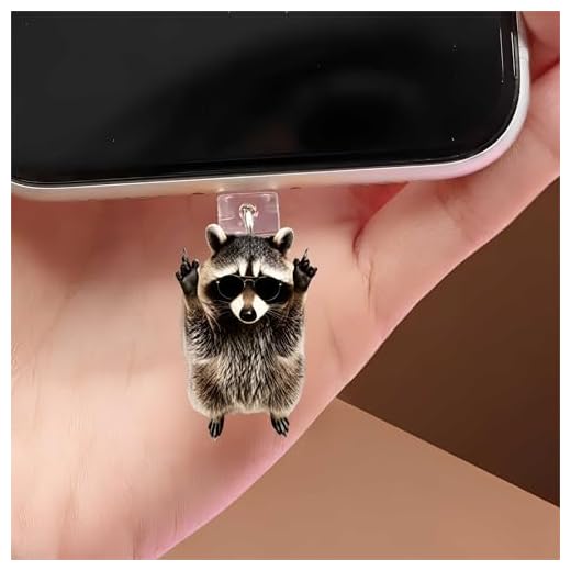 Sunglasses Raccoon Dust Plug Acrylic Charms for electronic products,Type-C Charging Port Dust Plugs Pendant Compatible with E-Reader Phone Tablet, Gift for Christmas, Birthday, Anniversary Day