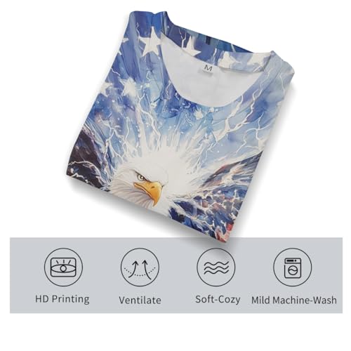 Men's Creative American Flag T-Shirt Eagle Fashion Tie Dye Graphic Tee Shirt Short Sleeves4