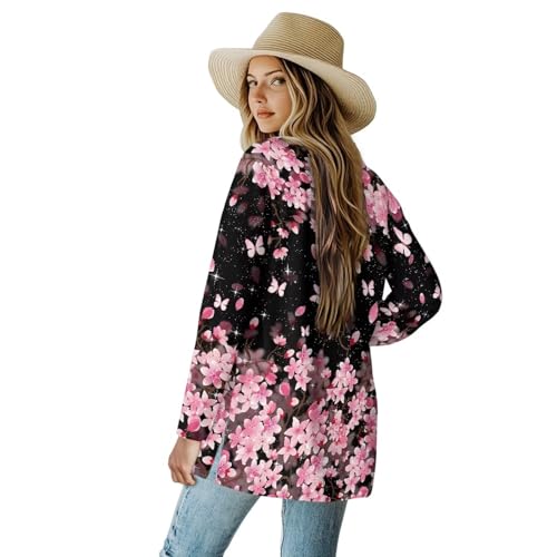 Image of Biyejit Women's Long Sleeve Open Front Cardigan Casual Loose Lightweight Cardigans with Pockets Drape Cardigan