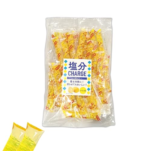 塩分チャージ ゼリー 〈 レモン味 / 500g × 1袋 〉 熱中症対策 塩分補給 業務用 (大容量パック 職場やご家庭で美味しく熱中症対策 !) 個包装 スティックゼリー 【K-Bright保存袋】
