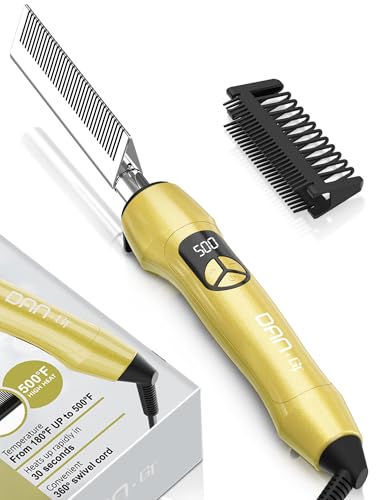 Electric Hot Comb Titanium Anti-Scald Straightening Comb for Wigs, Pressing Combs for Black Women Hair, Fast Heating Straightening and Styling for All Hair Types