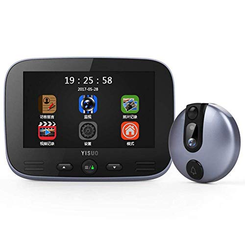 FBITE Sonnette vidéo Caméra électronique Cat's Eye Détection de Mouvement Intelligente Vision Nocturne IR avec Objectif Grand Angle 120 ° et écran LCD 4,3 Pouces