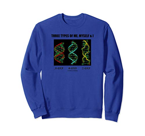 Three Types Of Me, Myself & I A-DNA B-DNA Z-DNA Humor Sweatshirt