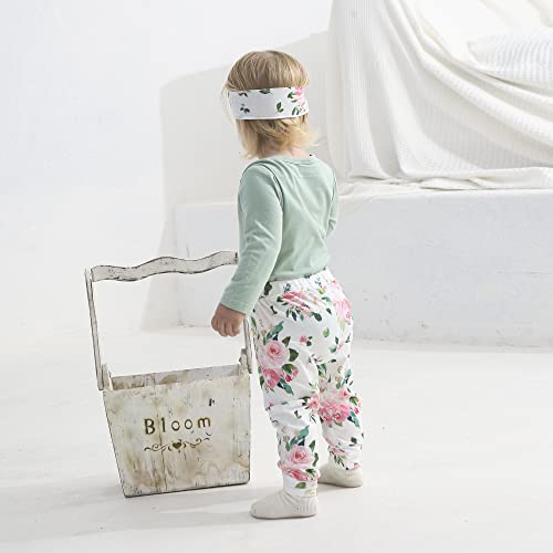 Image of Renotemy Newborn Infant Baby Girl Clothes Summer Outfits Infant Romper Pants Cute Toddler Girl Clothes Gift Set