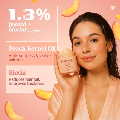 Image of Peach + Biotin Hair Mask | Deep Nourishment for Hair Fall & Thinning | Thickens, Fortifies & Softens | Peach Scented | For All Hair Types, 120 millilitre