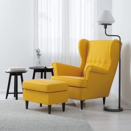 Image of Wing Chair for Living Room Bedroom High Back Arm Chair Cushioned Lounge Chair Single Seater Sofa |Luxury Rest Chair Arm Chair (Yellow1)