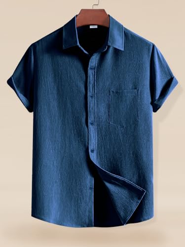 Image of Tee Projekt Solid Shirt for Men's ||Pop corn Shirt|| Solid Shirt for Men's|| Casual Shirt for Men||Half Sleeve Spread Collar Shirt for Men