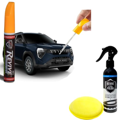 Image of Mahindra XUV 3XO colors Revive touchup paint pen, factory Quality & matched 2K paint (nebula blue + all in one polish)