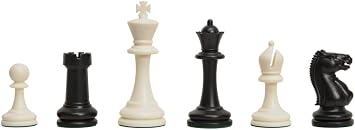 The House of Staunton Master Series Triple Weighted Plastic Pieces- 3.75" King - Black & White Set
