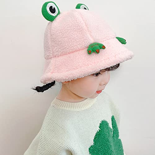 Kids Winter Bucket Hats w/Chin Strap 3-7yr Girls Boys Toddler Faux Fur Frog Cap3