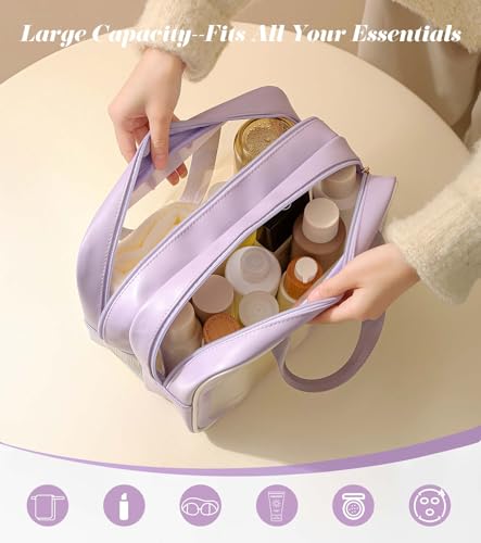 Large Travel Toiletry Bag with Dry Wet Separation– Waterproof Wash Bag for Women, Clear & Matte shower bag for Gym, Overnight, Swimming, and Business Trips2