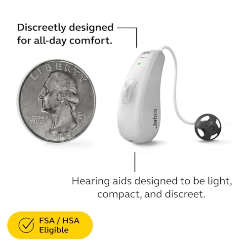 Jabra Enhance Select 50R Clinic-Quality OTC Hearing Aids, Audiology Services Included, Bluetooth Streaming for Calls, Music, Media (iOS/Android), Nearly Invisible & Comfortable, Grey