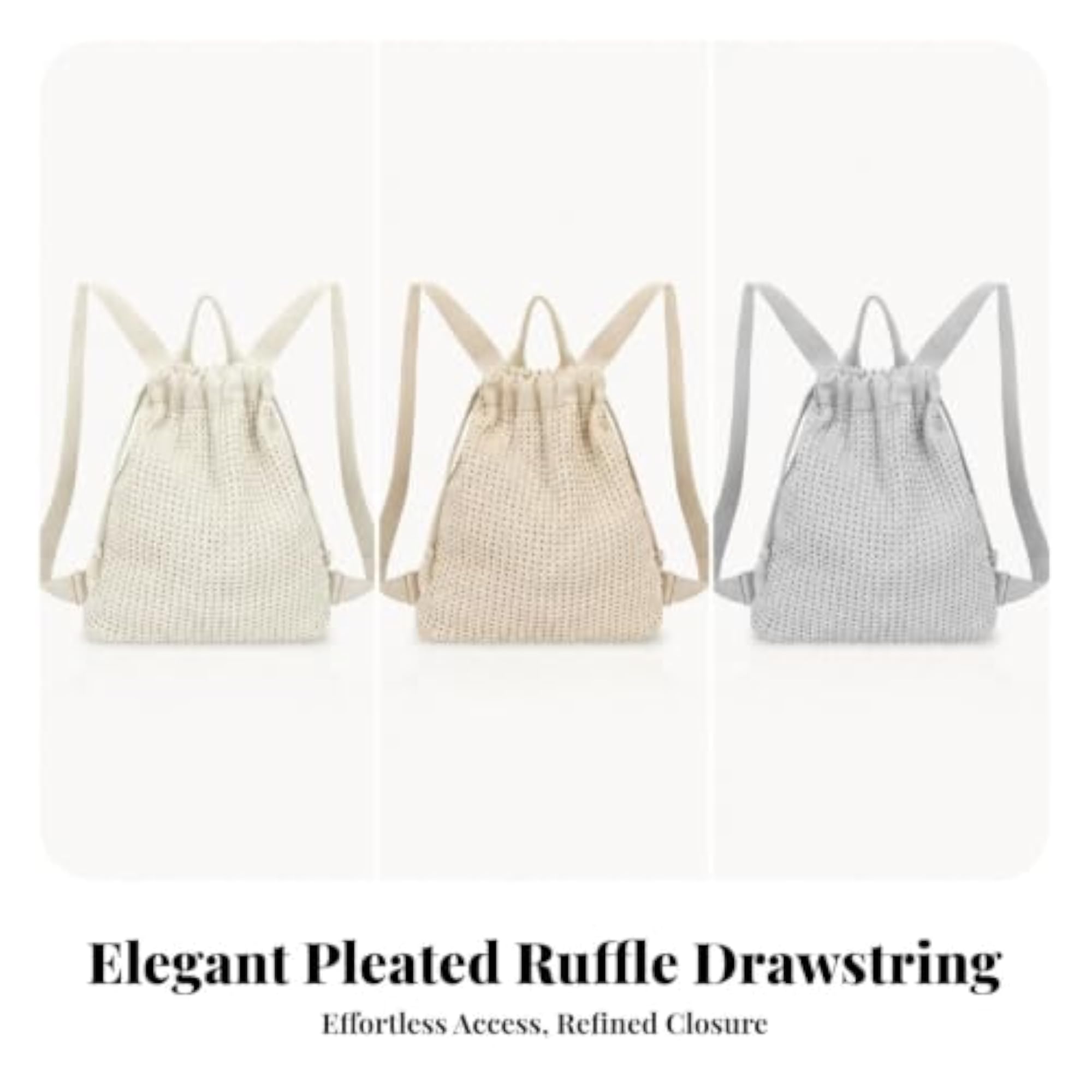 Portable Knit Drawstring Backpack, Khaki