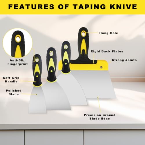 4 Pcs Wallpaper Scrapers, Paint Filling Putty Scrapers Knife Tools Set, Stainless Steel Metal Wall Filler Scrapers Strippers Remover for Walls, DIY Decoration, Plastering - 2,4,6,8 Inches 3 4 Pcs Wallpaper Scrapers, Paint Filling Putty Scrapers Knife Tools Set, Stainless Steel Metal Wall Filler Scrapers Strippers Remover for Walls, DIY Decoration, Plastering - 2,4,6,8 Inches - Image 3