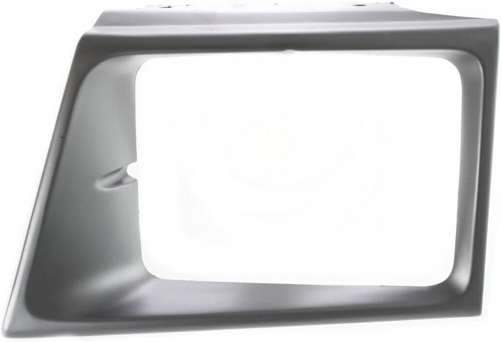 Front Left Driver & Right Passenger Set Of 2 Headlight Door Bezel Cover Grille Trim Pair Replacement for 1997-2002 Ford Econoline Van For Sealed Beam Lamps Silver Textured Plastic FO2512158 FO2513158