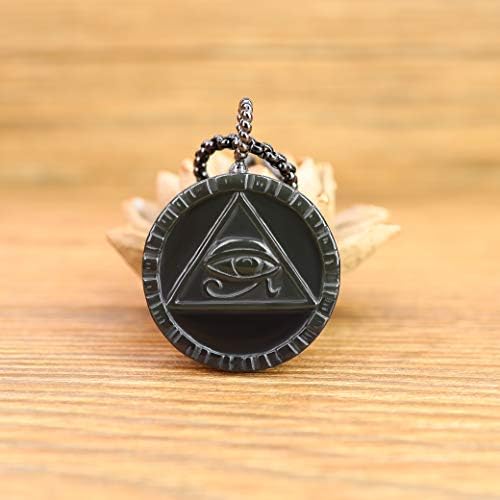 COAI Black Obsidian Stone Eye of Ra Pendant Necklace