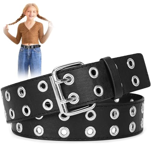 Cinturón de Cuero PU Gótico Para Niñas y Mujeres - Doble Ojal