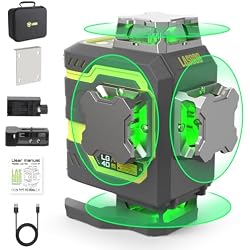 LasGoo LG-4D 16 Green Beam 4x360° Laser Level, Self-Leveling Tool with Horizontal and Vertical Dual Layout, Ideal for Construction and Picture Hanging, Magnetic Pivot Bracket Included