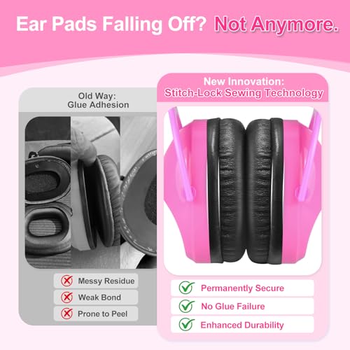 Image of ZOHAN Kids Ear Protection 2 Pack, 25dB NRR Noise Cancelling Headphones for Kids, with Pillowy Pads, for Monster Truck, School, Autism, Sensory, Fireworks, Concerts, Events (Pink+Pink)