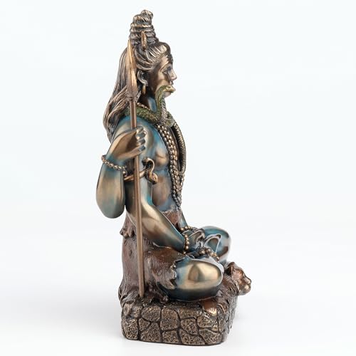 Veronese Design 6 1/4 Inch Lord Shiva in Lotus Pose Hindu God Destroyer of Evil Resin Statue Bronze Finish