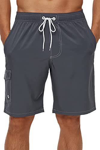 Short de bain homme AXEBHPED maillot de plage gris XS doublure maille