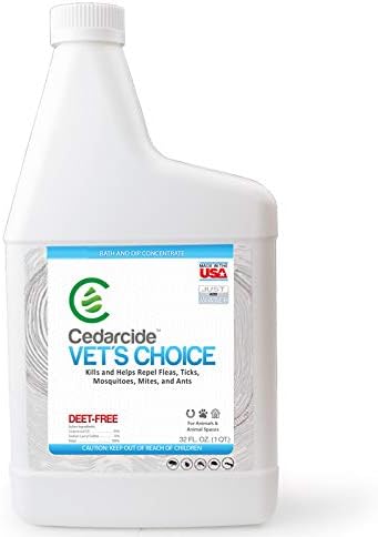 Cedarcide Vet's Choice Flea + Tick Dip Concentrate (Quart) Use on Dogs, Cats & Livestock to Kill and Repel Biting Insects